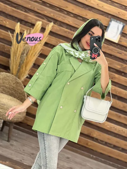 مانتو لینن کتی آستین دکمه