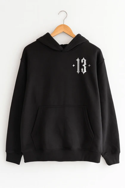 هودی مشکی اسپرت طرح مینیمال عدد 13 - فواصل