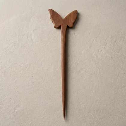 کانزاشی مو زنانه چوبی طرح پروانه مدل لیورا