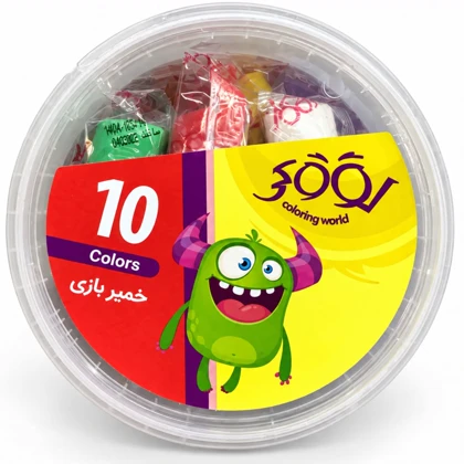 خمیر بازی سطلی 10 رنگ لوکی Looky کد 6010 همراه ابزار