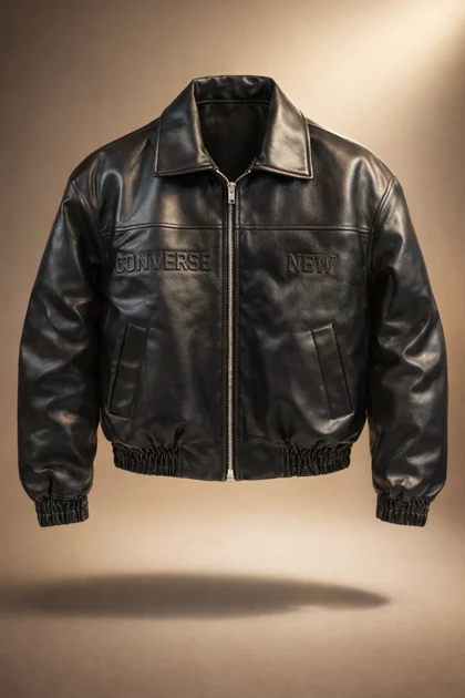 جکت چرم باکسی پایین کش مشکی چاپ داغی خور خفن اولد کد 48