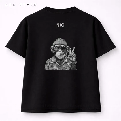 تیشرت مشکی مانکی | طراحی مینیمال، مناسب آقایان و خانم‌ها کد 1203