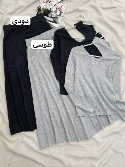ست پلیور و دامن بافت کد 5717