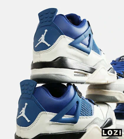 کتانی ساق‌دار زنانه و مردانه آبی سفید Nike air jordan 4 مدل 7116