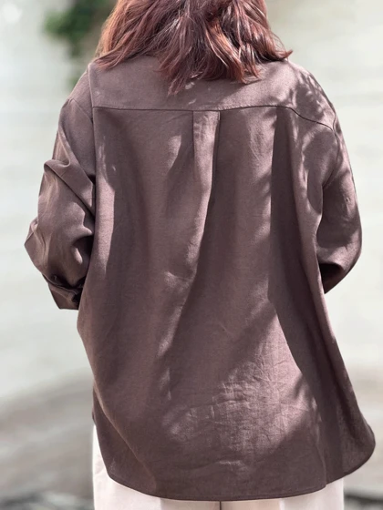 شومیز لینن قهوه ای 35330