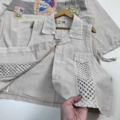 سه تیکه کتان دخترانه مانتو جلیقه با شلوارکارگو