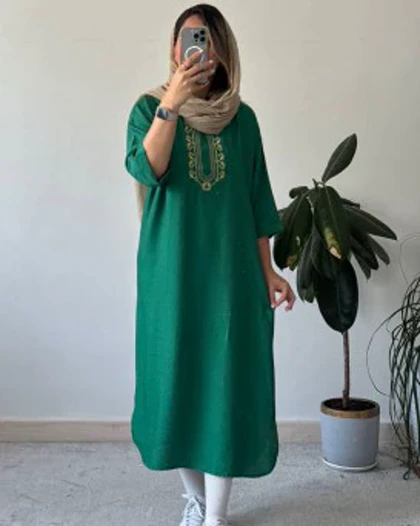 مانتو کفتان برفین با گلدوزی
