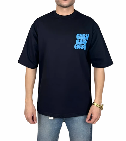 تیشرت آستین کوتاه مردانه مشکی با چاپ پفکی