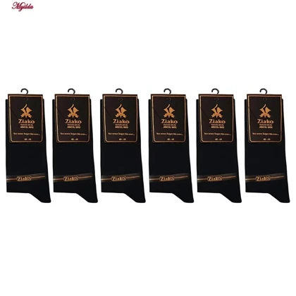 جوراب مردانه مدل پنبه‌ای جعبه دار بامبو مشکی ضیاکو کد 5199-961-B بسته 6 عددی