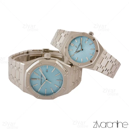 ست ساعت اودمار پیگه (AP) سیلور صفحه آبی تیفانی 105387