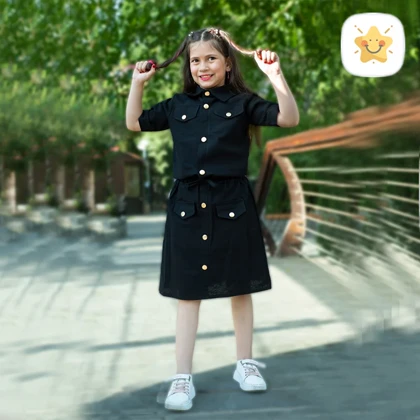 شومیز دامن دخترانه مشکی محرمی مدل شیبا 3 تا 7 سال