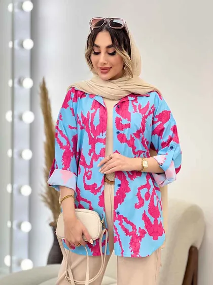 شومیز طرح دار تک جیب صنم