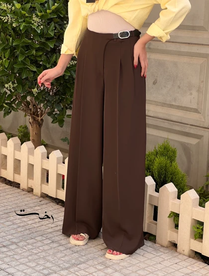 شلوار بگ پارچه ای کمربندی