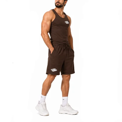 ست رکابی و شلوارک ورزشی مردانه G Wear مدل 5F0604 قهوه ای