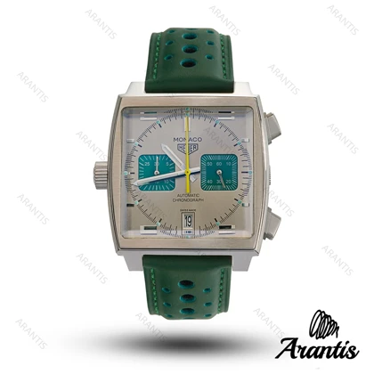 ساعت تگ هویر موناکو مردانه بند چرم سبز m-10682