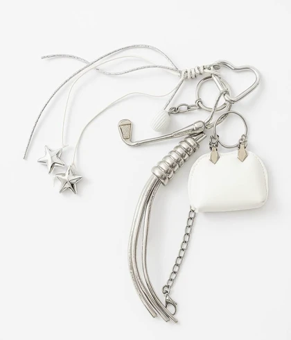 آویز چارم بگ کیف نقره ای