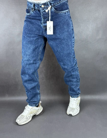 شلوار مام فیت مردانه آبی تیره 120