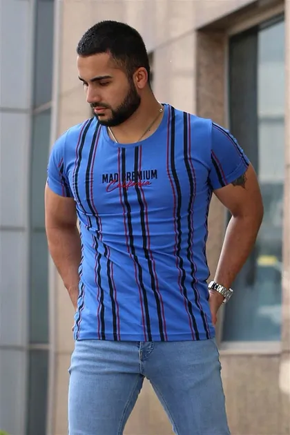 تیشرت با خط چاپی با جزئیات ساکس Mad4048