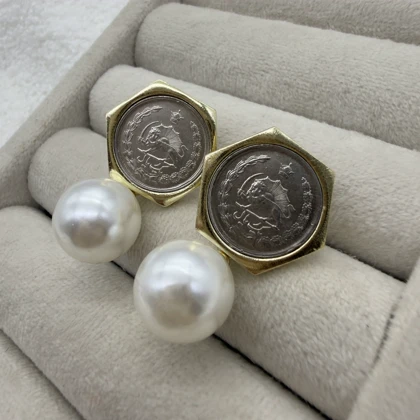 گوشواره سکه قدیمی 6ضلعی