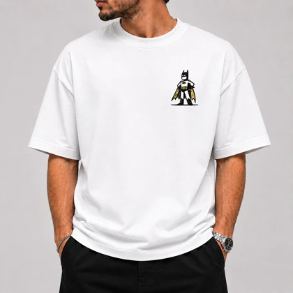 تیشرت طرح بتمن دست‌کشیده قواره باکسی - پارچه دو نخ پنبه