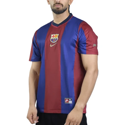 تیشرت فوتبالی پلیری بارسلونا مدل Nike-1998-99 آبی قرمز