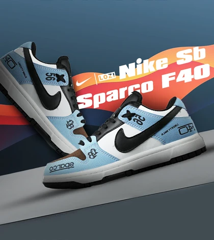 کفش کتانی مردانه و زنانه آبی مشکی Nike Sb Sparco F40