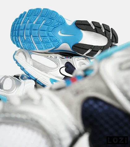 کفش کتانی مردانه و زنانه سفید نقره ای سرمه ای نایک NIKE v5 RNR مدل 7331