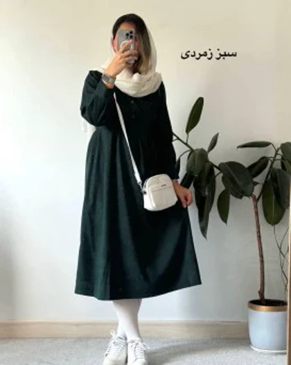 پیراهن مانتویی پاییزه آنیل جیب‌دار 2