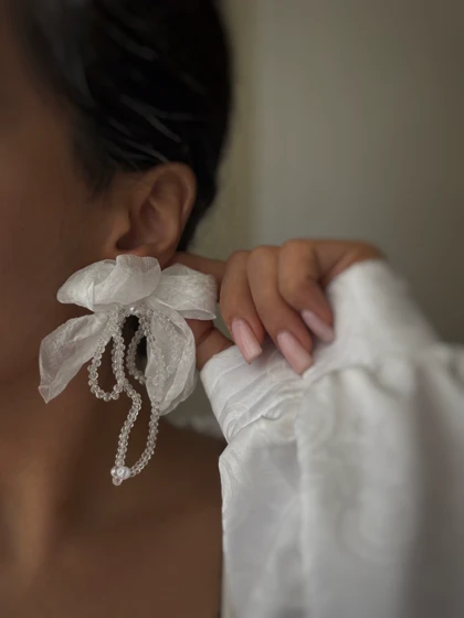 گوشواره پاپیون پارچه ای