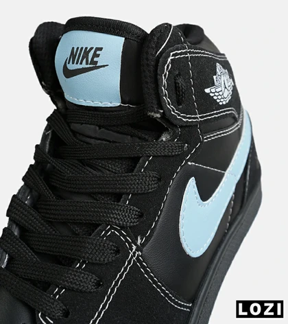 کفش کتانی ساق‌دار مردانه و زنانه مشکی آبی NIKE jordan 1 مدل 7722