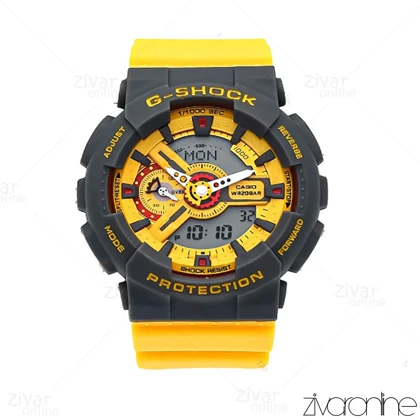 ساعت جی شاک GA110 مردانه چند موتوره زرد طوسی 106101