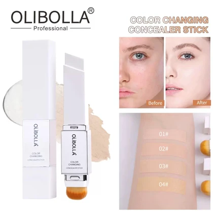 کانسیلر استیکی تغییر رنگ‌دهنده اولیبولا براش‌دار OLIBOLLA Color Changing Concealer Stick