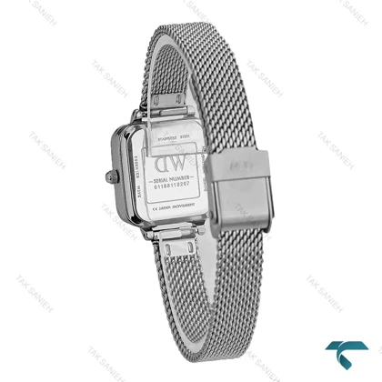 ساعت دنیل ولینگتون زنانه مربعی بند حصیری تمام سیلور DW-7624-L