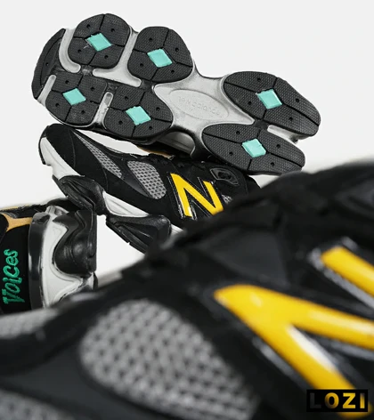کفش کتانی مردانه مشکی طوسی زرد NEW BALANCE 9060 مدل 7345
