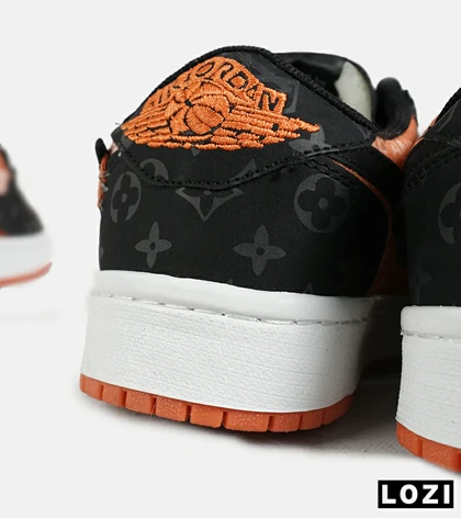 کفش کتانی مردانه و زنانه مشکی نارنجی NIKE jordan 1 x LOUIS VUITTON مدل 7182
