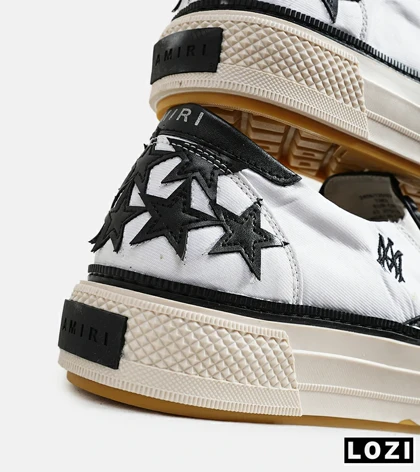 کفش اسنیکرزونس مشکی سفید Amiri Stars Text مدل 6000