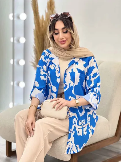 شومیز طرح دار تک جیب صنم