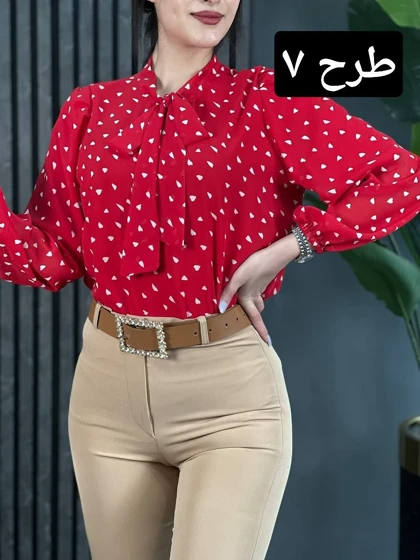 شومیز حریر آستین پف کد 1668
