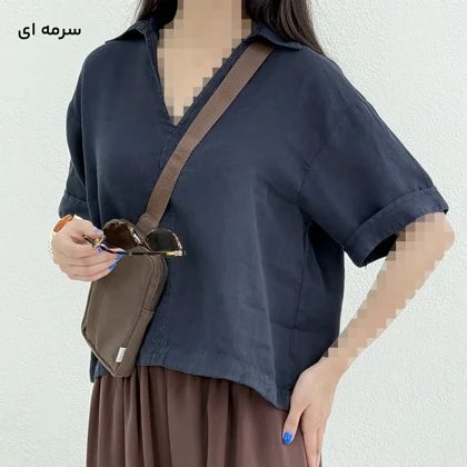 بلوز زنانه جلو بسته لینن | آی بولک