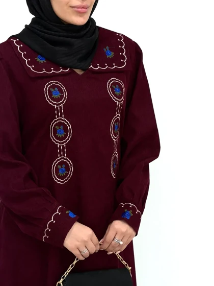 پیراهن مانتویی سوپر کلوش گلدوزی مهرآگین
