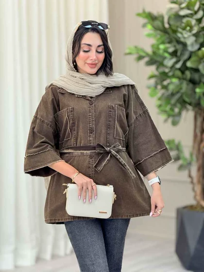 مانتو دو جیب ریش دار پروین