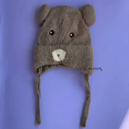 کلاه بافت زمستانه بچگانه بند دار