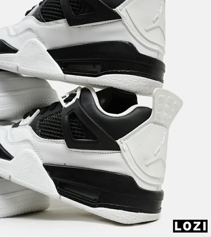 کتانی ساق‌دار بزرگ پا سفید مشکی Nike air jordan 4