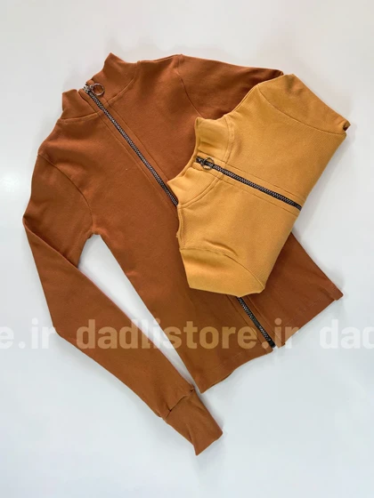 بلوز کبریتی یقه پنج سانتی زیپ‌دار فینگردار