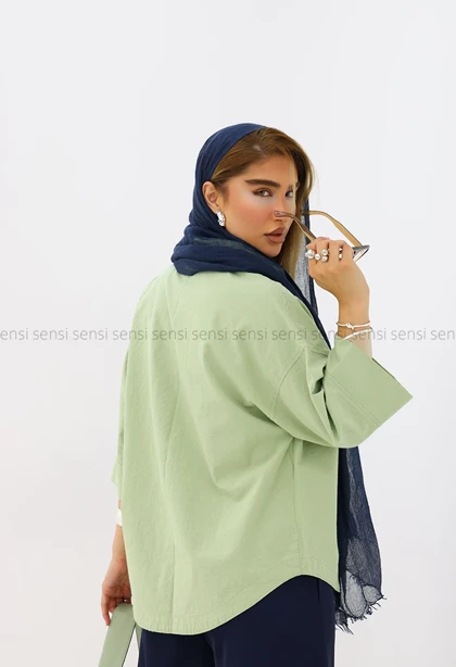 شومیز یقه هفت لینن کد1006058