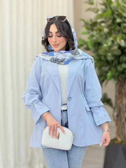 مانتو تک دکمه کمرگت دو جیب