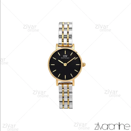 ساعت دنیل ولینگتون زنانه طلایی نقره ای صفحه مشکی خطی اسمال 106315