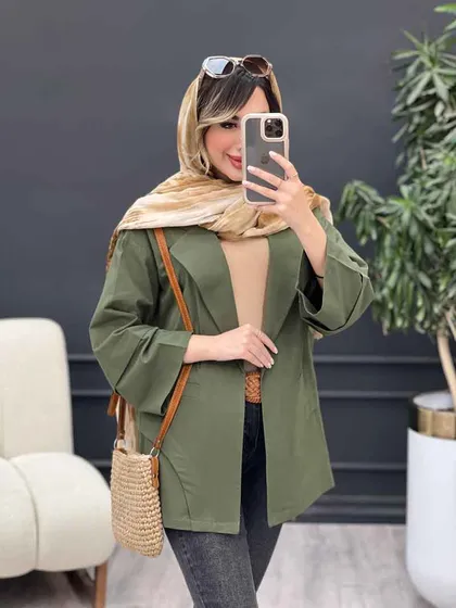 مانتو برش هلالی دو جیب