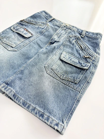 دامن کوتاه جین جیب‌دار