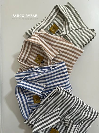 شومیز راه راه لینن زنانه خنک و تابستانی کد 093